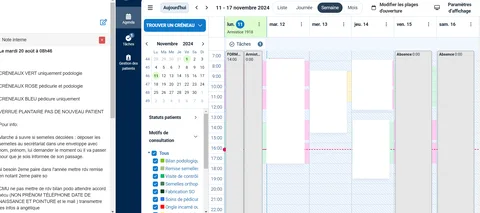 Capture d’un agenda professionnel : tableau de bord des rendez-vous.
